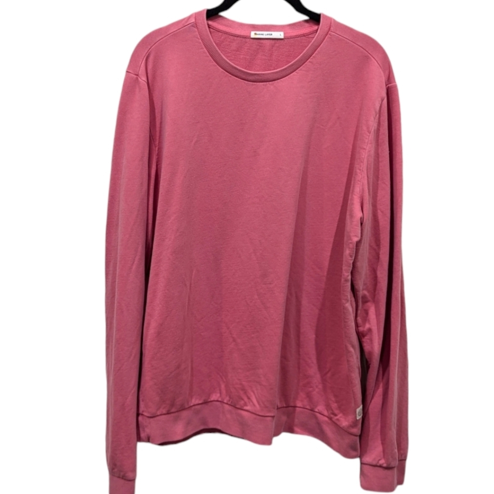 Marine Layer Women's Salmon Pink Lightweight Crew Neck Sweatshirt (L)